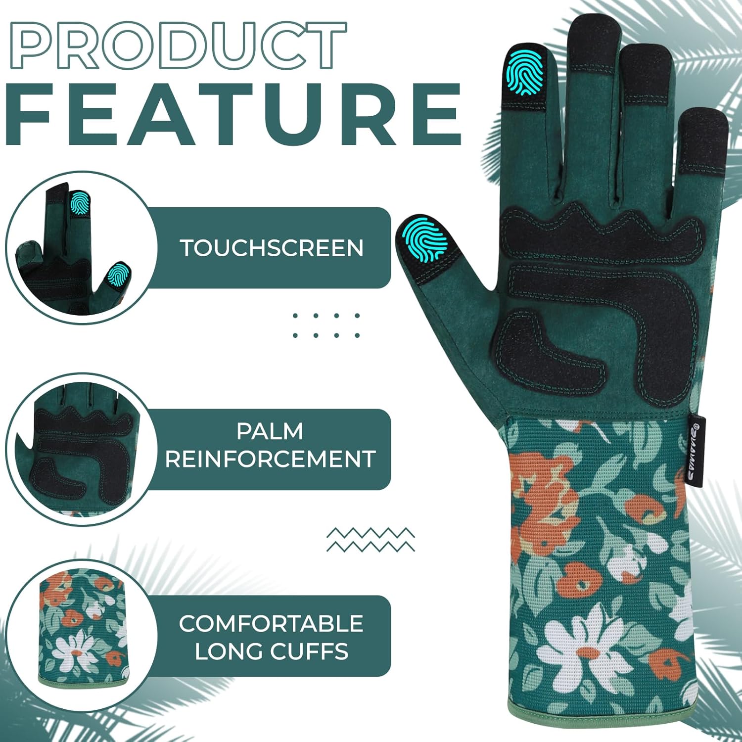 Thumbnail 1 de SAWANS Long Gardening Gloves (Green, M) – extra-long thorn-proof gloves with breathable comfort