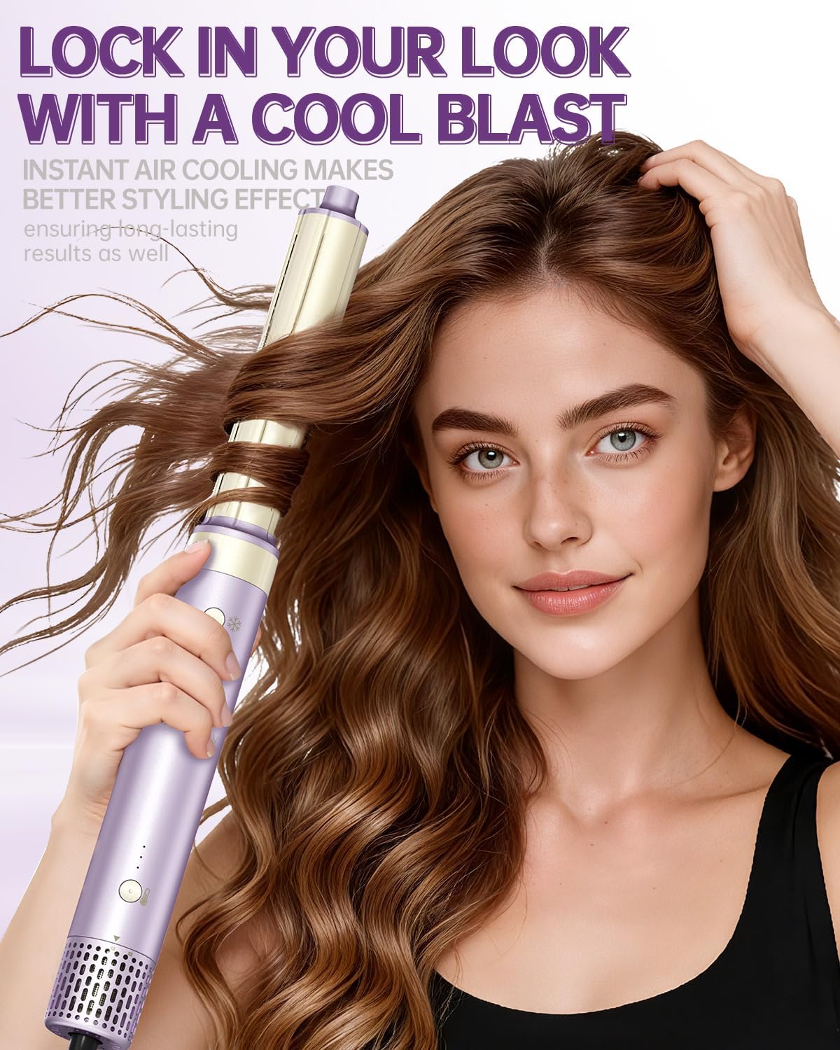 Thumbnail 6 de Hair Dryer Brush 8-in-1 Dual Voltage Hot Air Styler (110,000 RPM) with Straightener & Curler Attachments – Purple