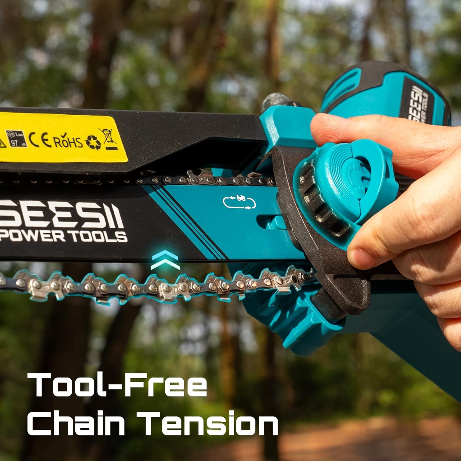 Detalle 2 de Seesii Mini Cordless Chainsaw M8 Boost (8 inch & 6 inch) with 2 x 3000mAh batteries