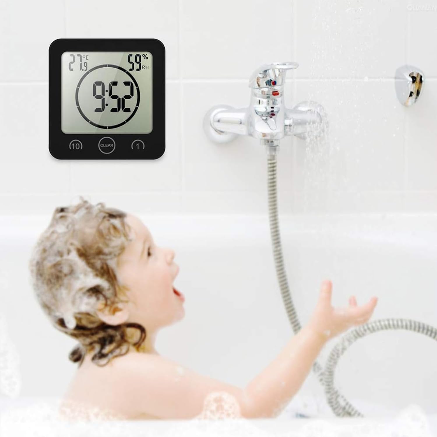 Thumbnail 5 de Horloge de Salle de Bain VORRINC — Horloge de Douche Étanche avec Tactile, LCD, Thermomètre et Minuterie