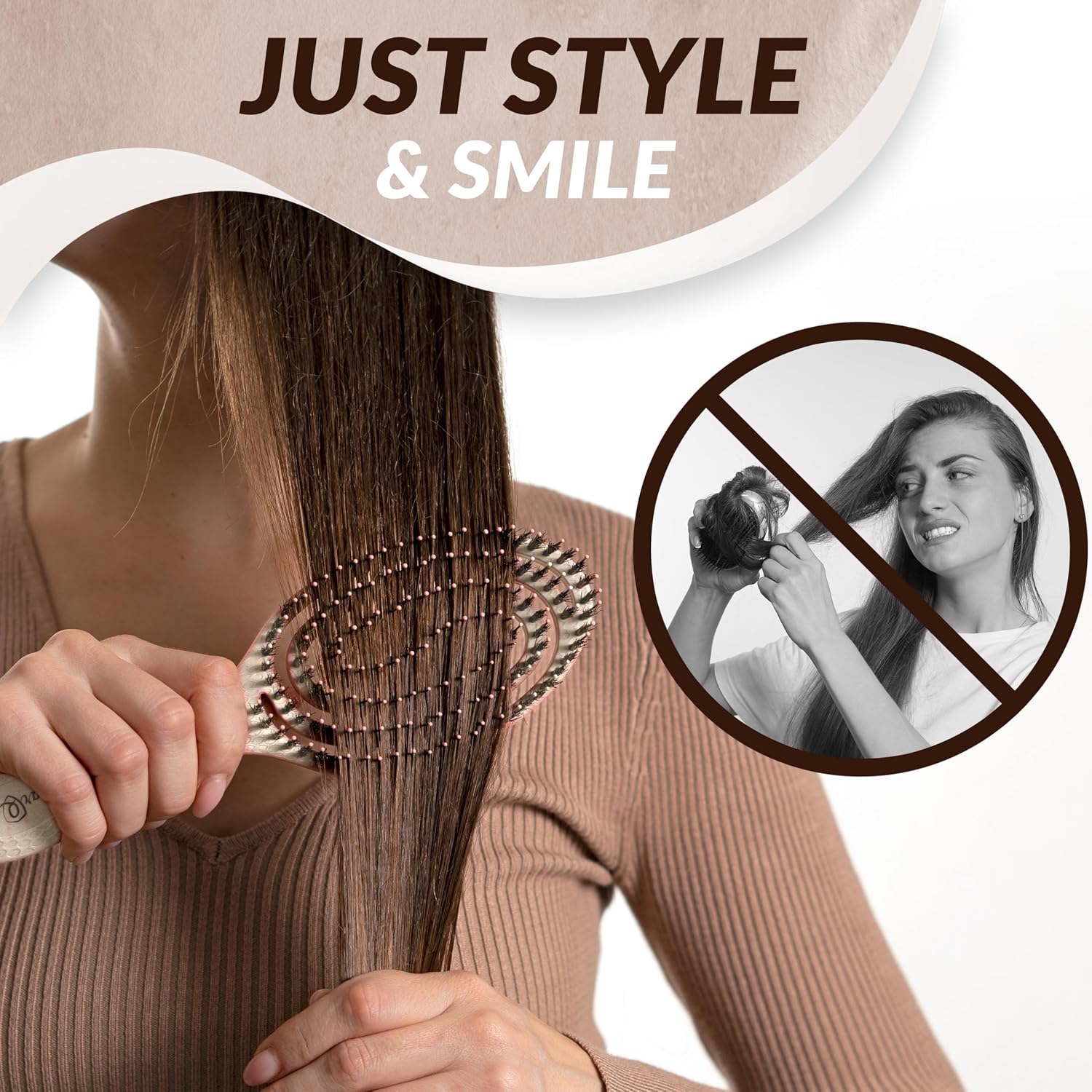 Detalle de Spazzola Capelli Setole Cinghiale – Districante professionale con doppia molla a spirale