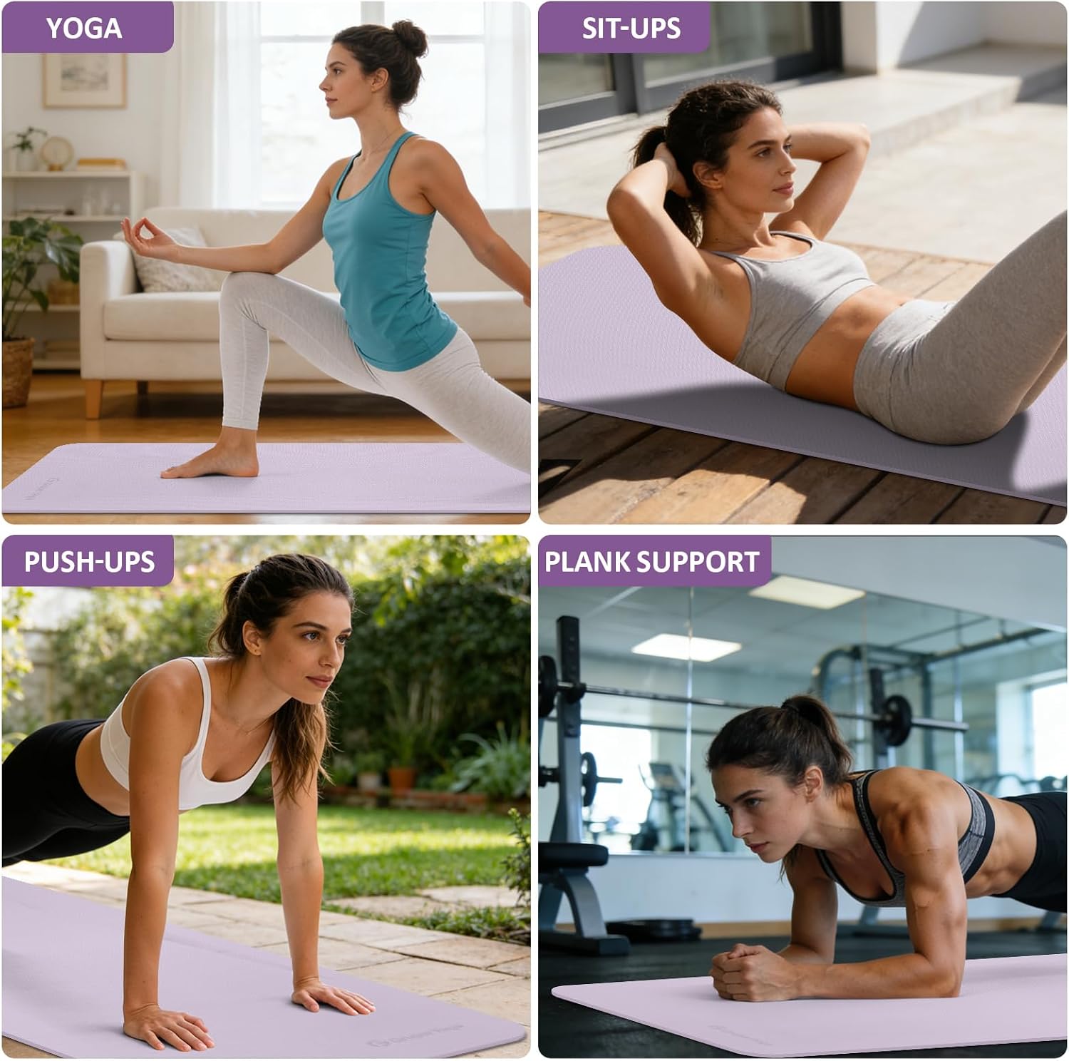 Thumbnail 6 de Gruper TPE-DSFT TPE Yoga Mat, Non-Slip 72 x 24 in., 0.24 in. Thick