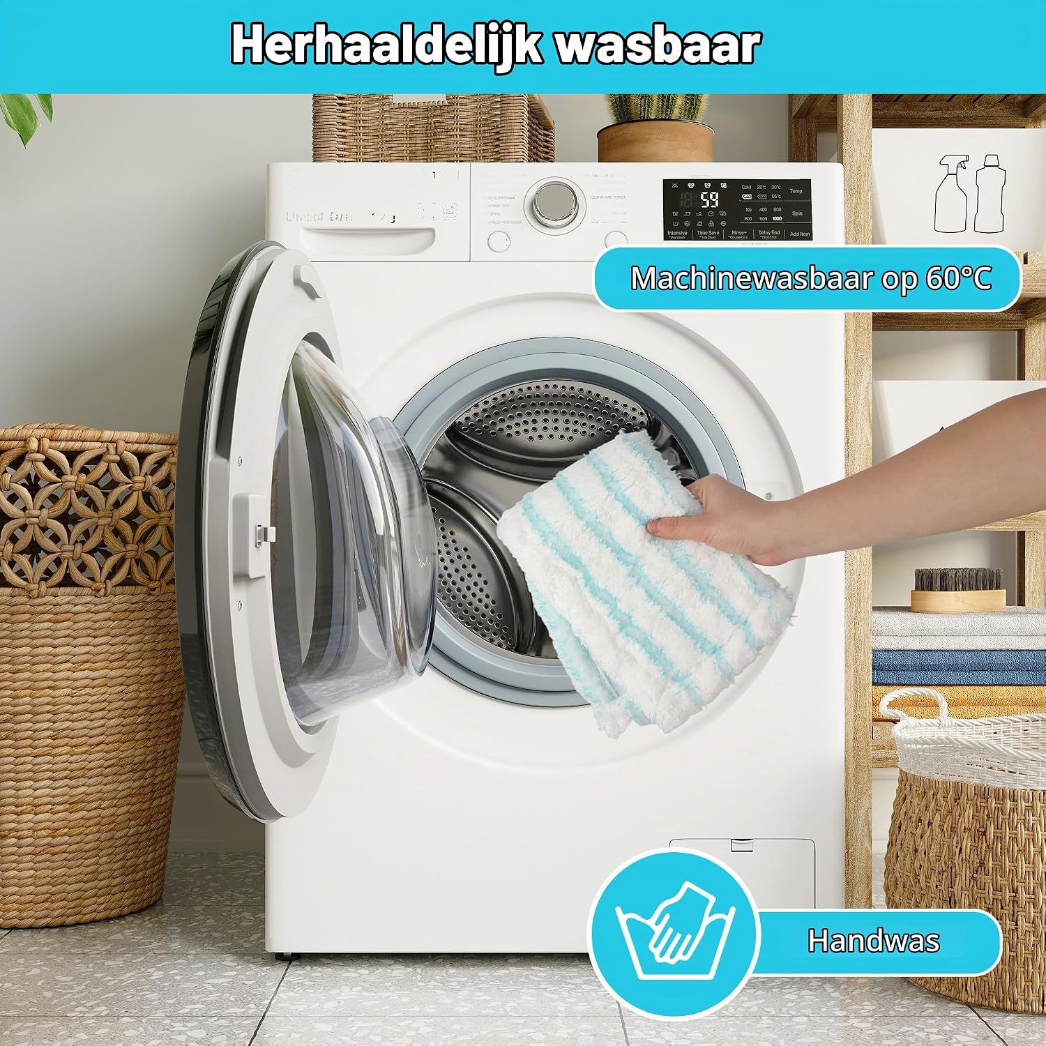 Thumbnail 4 de JIYANA YY-lifeichangtiao dweilpads van microvezel, 4 stuks, 48,5 x 16,5 cm