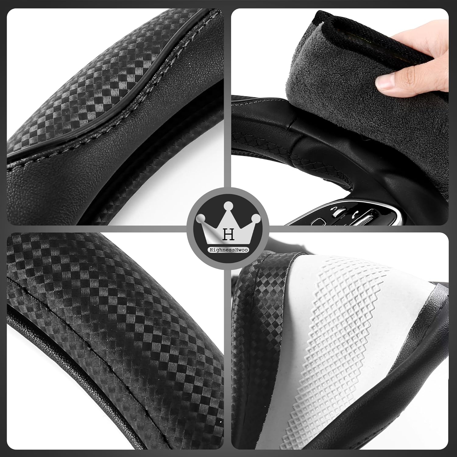 Thumbnail 6 de HighnessHwoo 3D Steering Wheel Cover 37-38cm