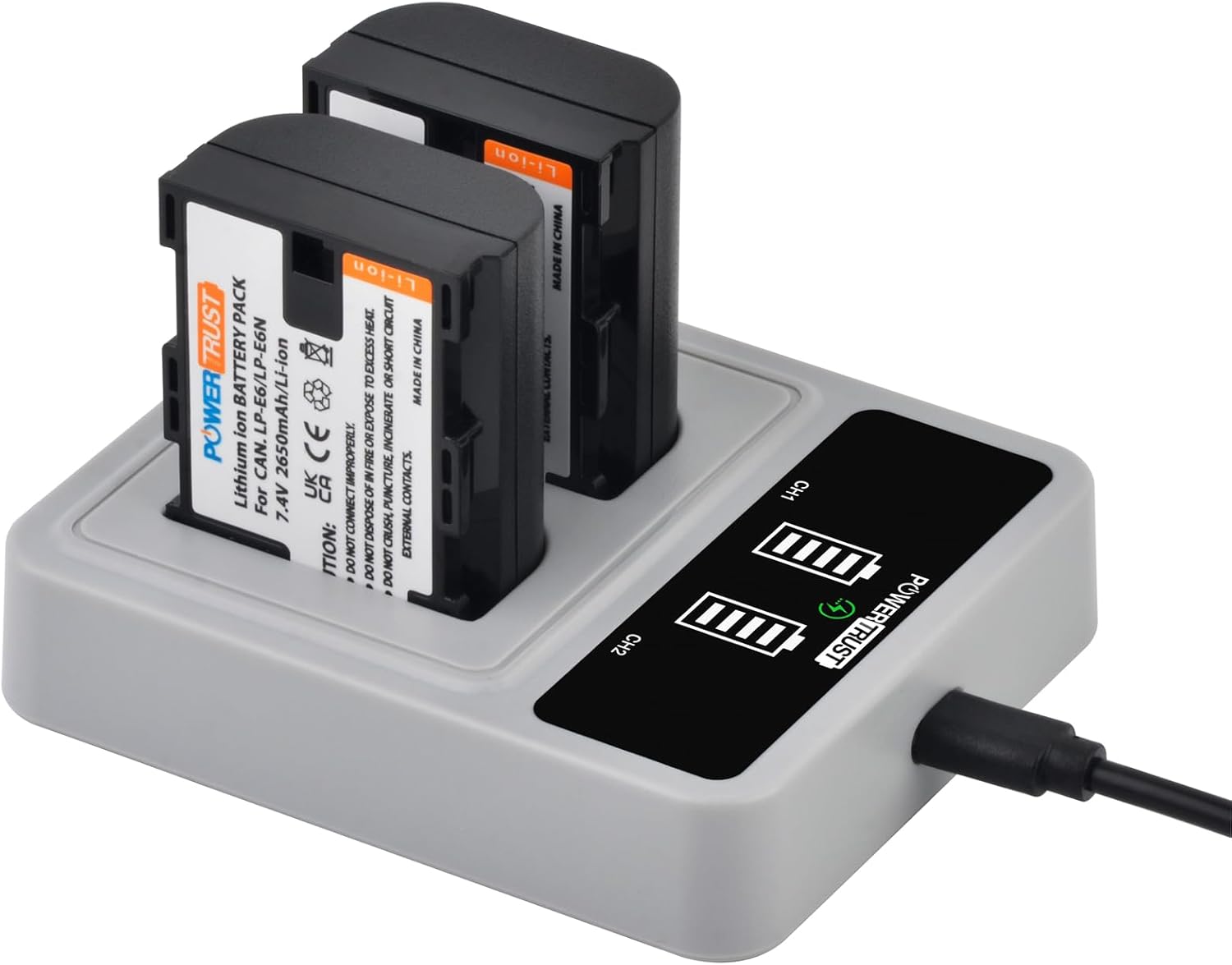 Thumbnail 5 de PowerTrust 2x LP-E6 / LP-E6N Akku + PD-20-W-Dual-USB-C Ladegerät für Canon EOS Kameras