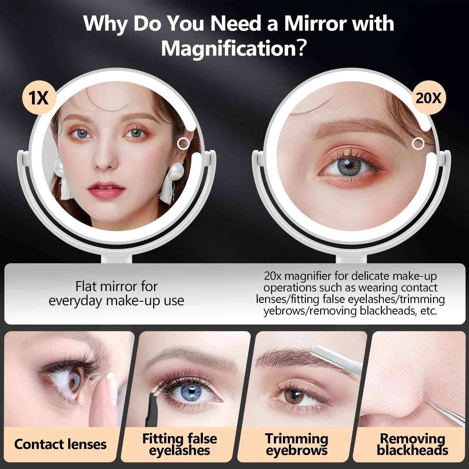 Detalle de MIYADIVA 20X Magnifying Makeup Mirror with Lights ๐