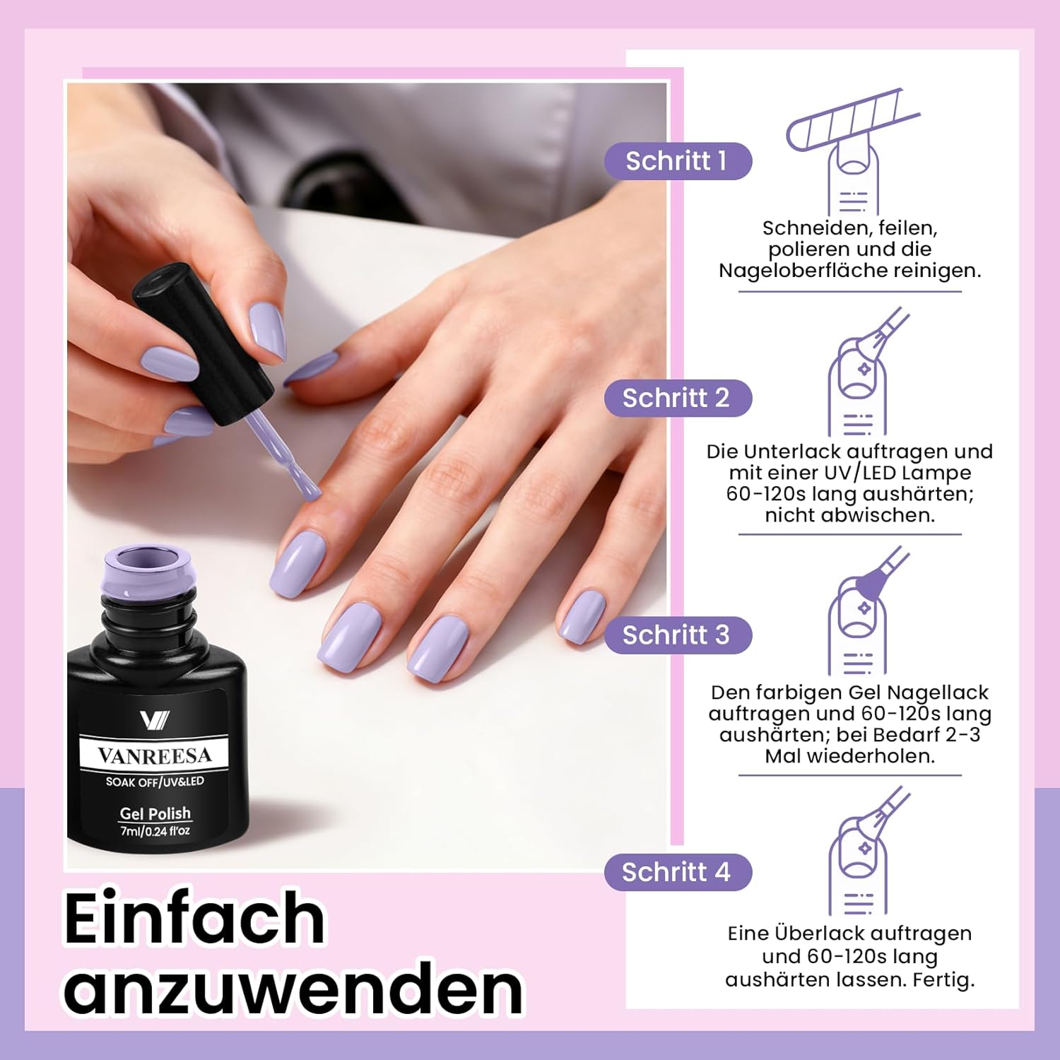 Thumbnail 6 de VANREESA U V Nagellack Set – 55 Farben U V Gel-Nagellack inkl. Base- und Top-Coats