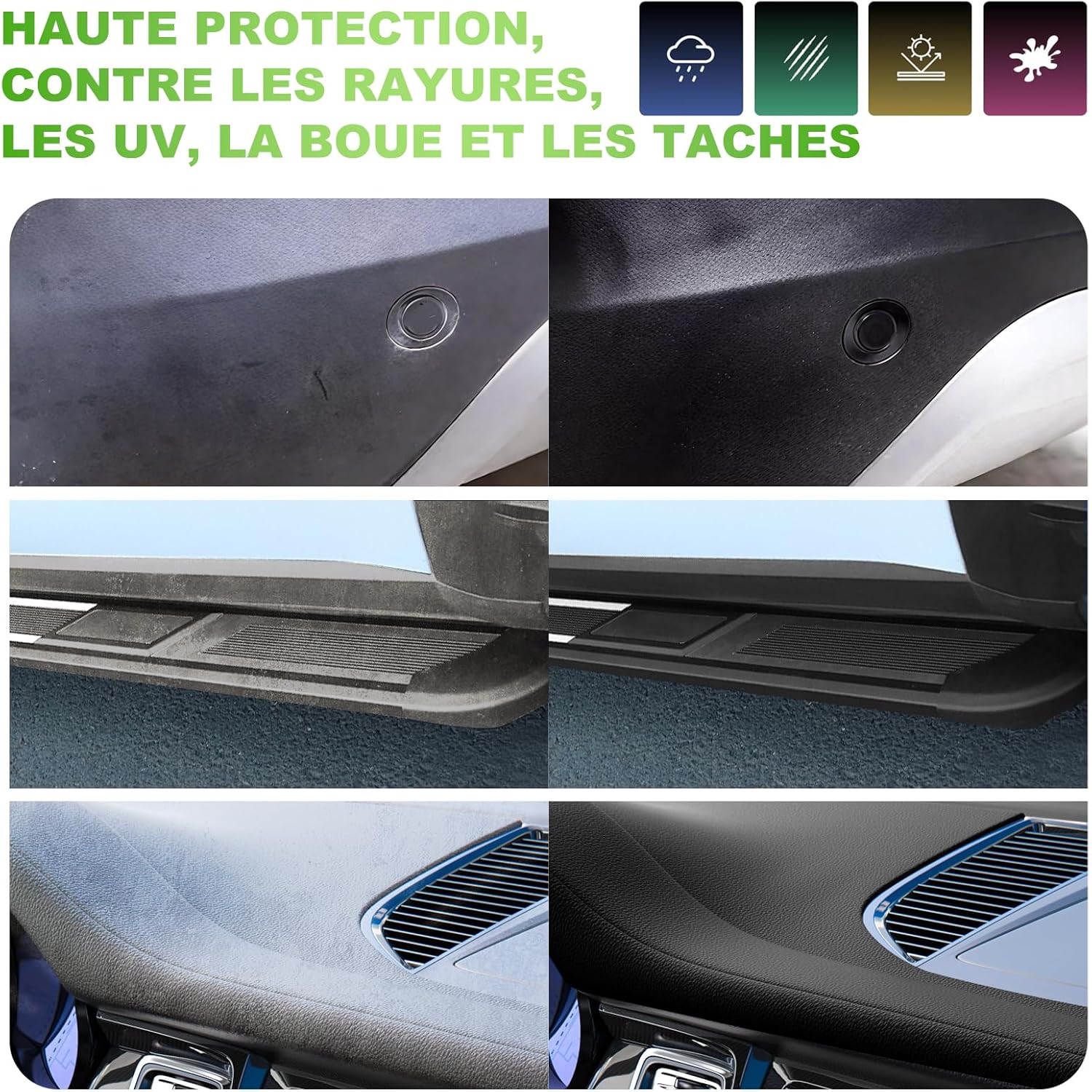 Detalle de Rénovateur Plastique Noir Premium – Brillance durable et protection UV pour l’intérieur et l’extérieur de votre voiture