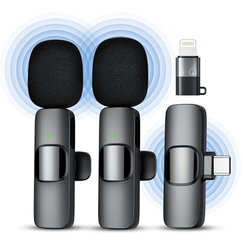 Detalle de Qhot Kabelloses Lavalier Mikrofon für iPhone & Android – DSP-Rauschunterdrückung, 2,4-GHz, USB-C & Lightning