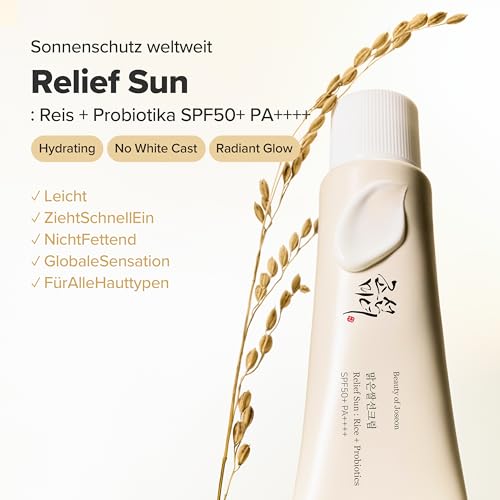 Detalle de Beauty of Joseon Relief Sun Rice + Probiotics SPF50+ PA++++ – Leichte, nicht-weißelnde Sonnencreme aus koreanischer Hautpflege