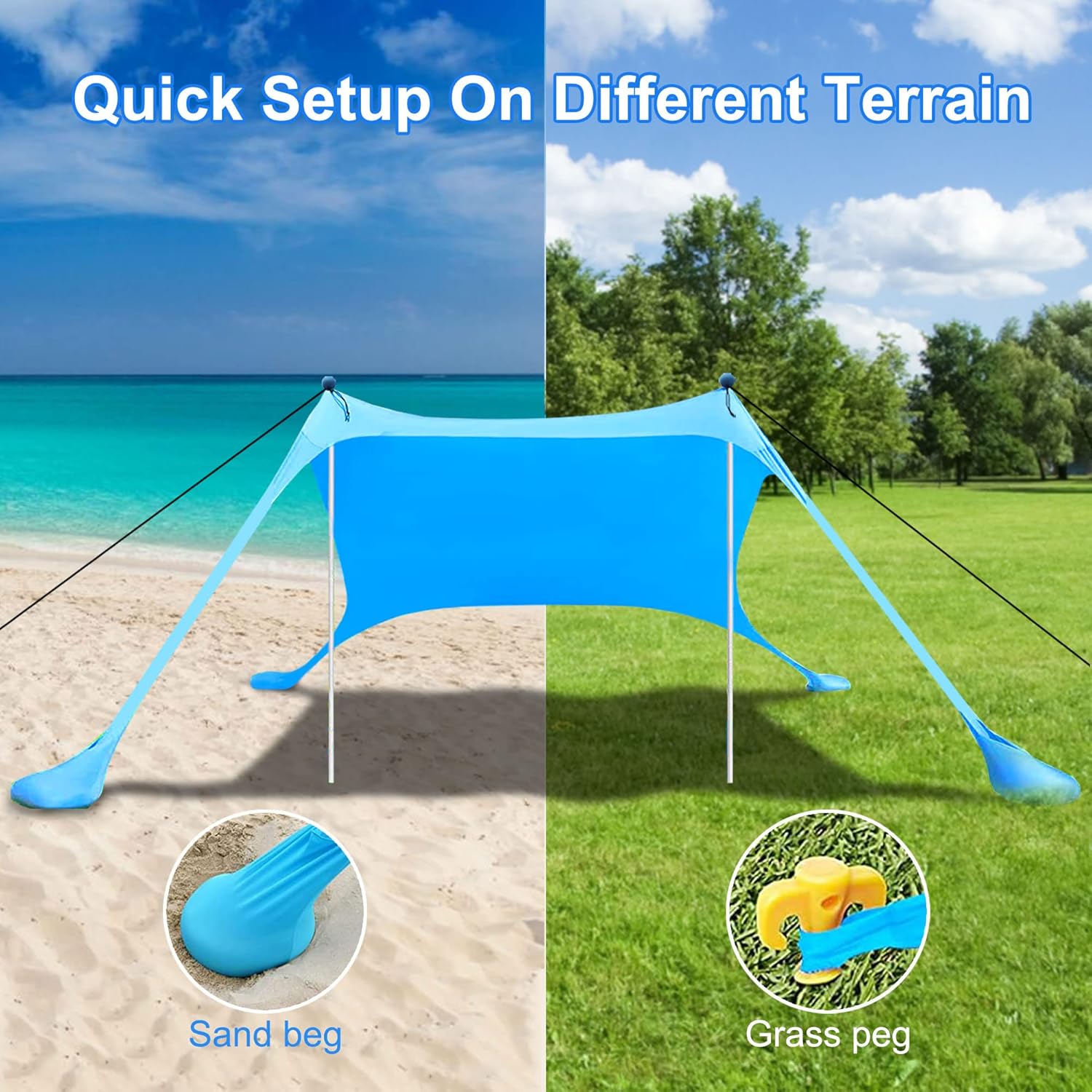 Detalle de Beach Canopy Tent Sun Shade with UPF 50+ UV Protection