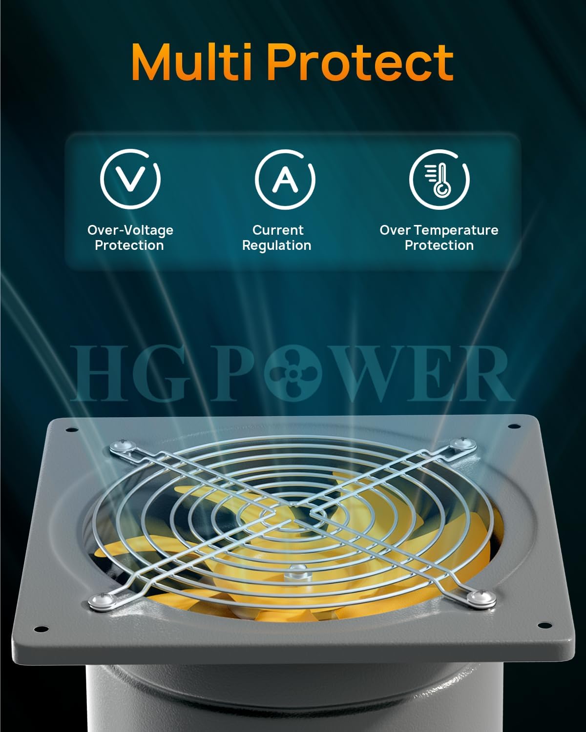 Detalle de HG Power ventilateur d’extraction d’air mural 200 mm, 980 m³/h, silencieux avec clapet anti-retour (gris)