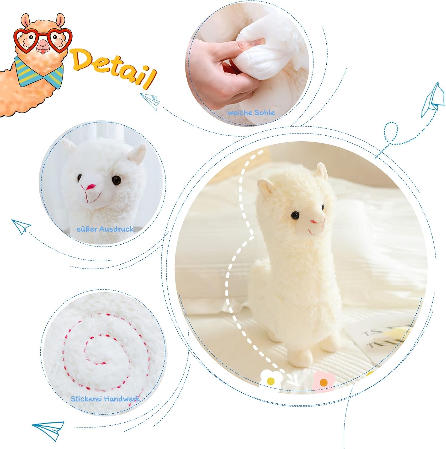 Thumbnail 2 de Celawork Alpaka Kuscheltier – Stand-Alpaka, 25 cm, Weiß