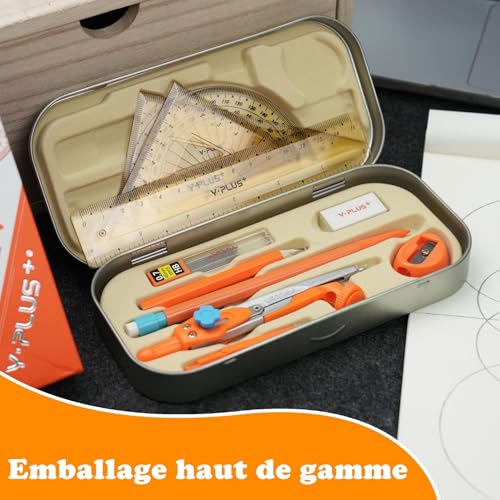 Thumbnail 3 de YPLUS Kit Géométrie College — Compas, Équerre et Rapporteur, 12 pièces