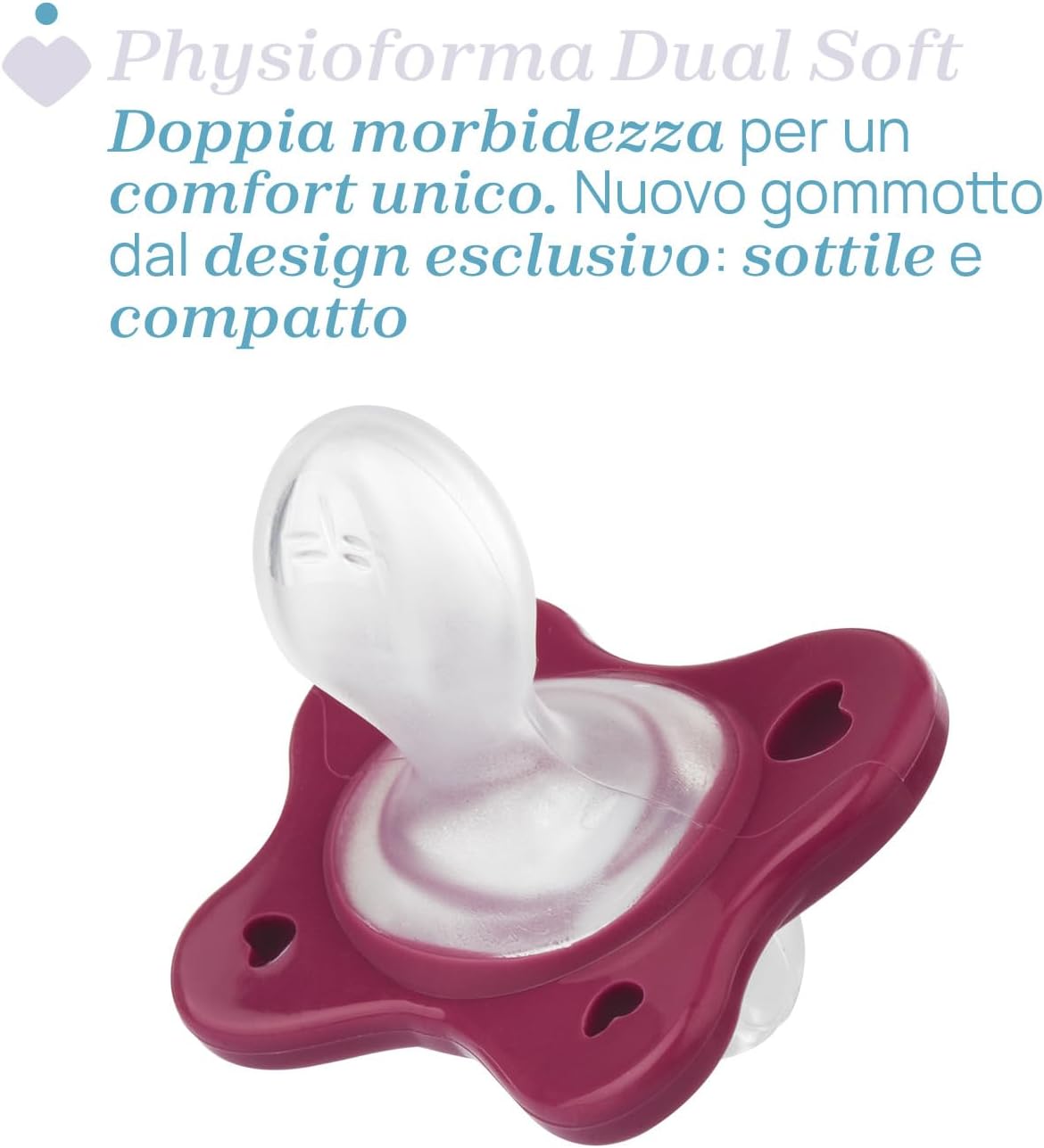 Detalle de Chicco Gommotto Dual Soft 16-36 mesi – ciuccio in silicone bicolore, doppia morbidezza e PhysioForma