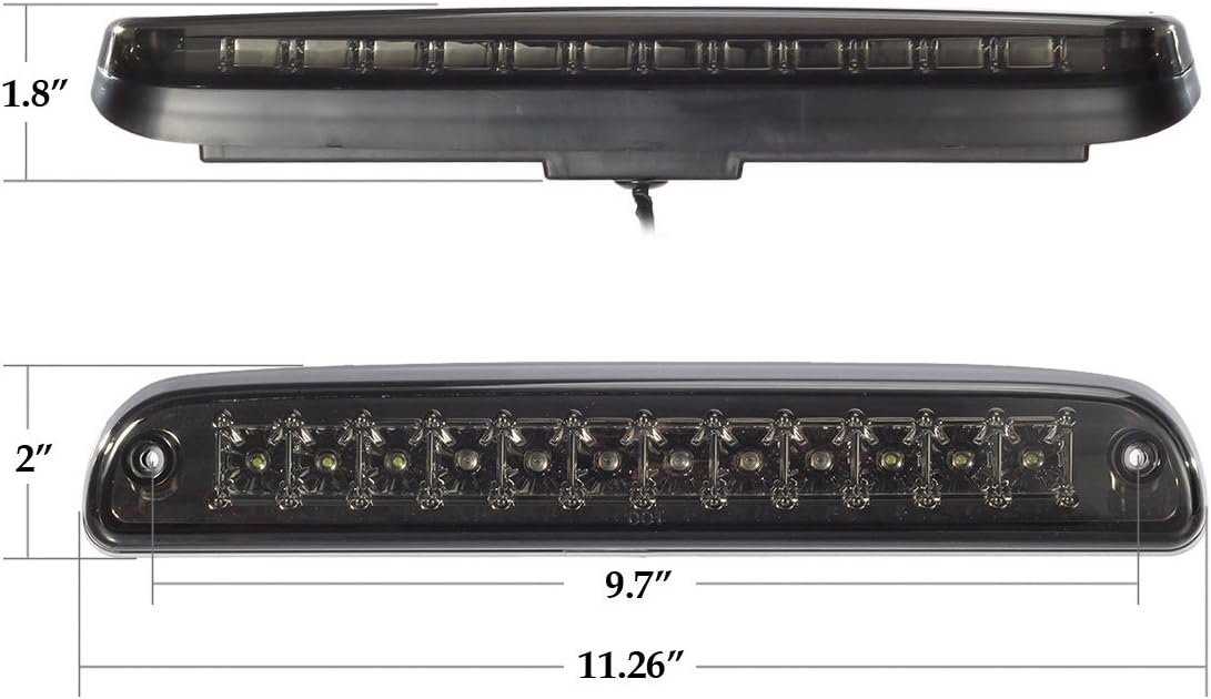 Detalle 2 de Partsam Red/White 12 LED Smoke Lens Chrome Housing 3rd Brake Light for Ford Super Duty & Ranger (1999-2016 F-Series, 1993-2011 Ranger)