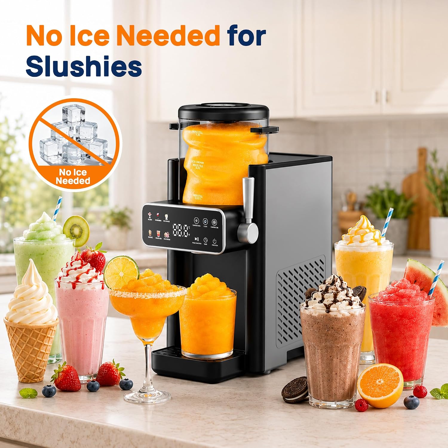 Detalle de SiroSage Slushie Machine for Home – 6 Presets, No Ice Needed, 1.2L Capacity