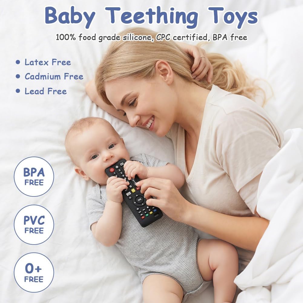 Detalle de DiULi Dentizione Sollievo in Silicone Gioocattoli con Telecomando, per bambini 3–12 mesi (2 pezzi) – dentiera giocattolo sensoriale
