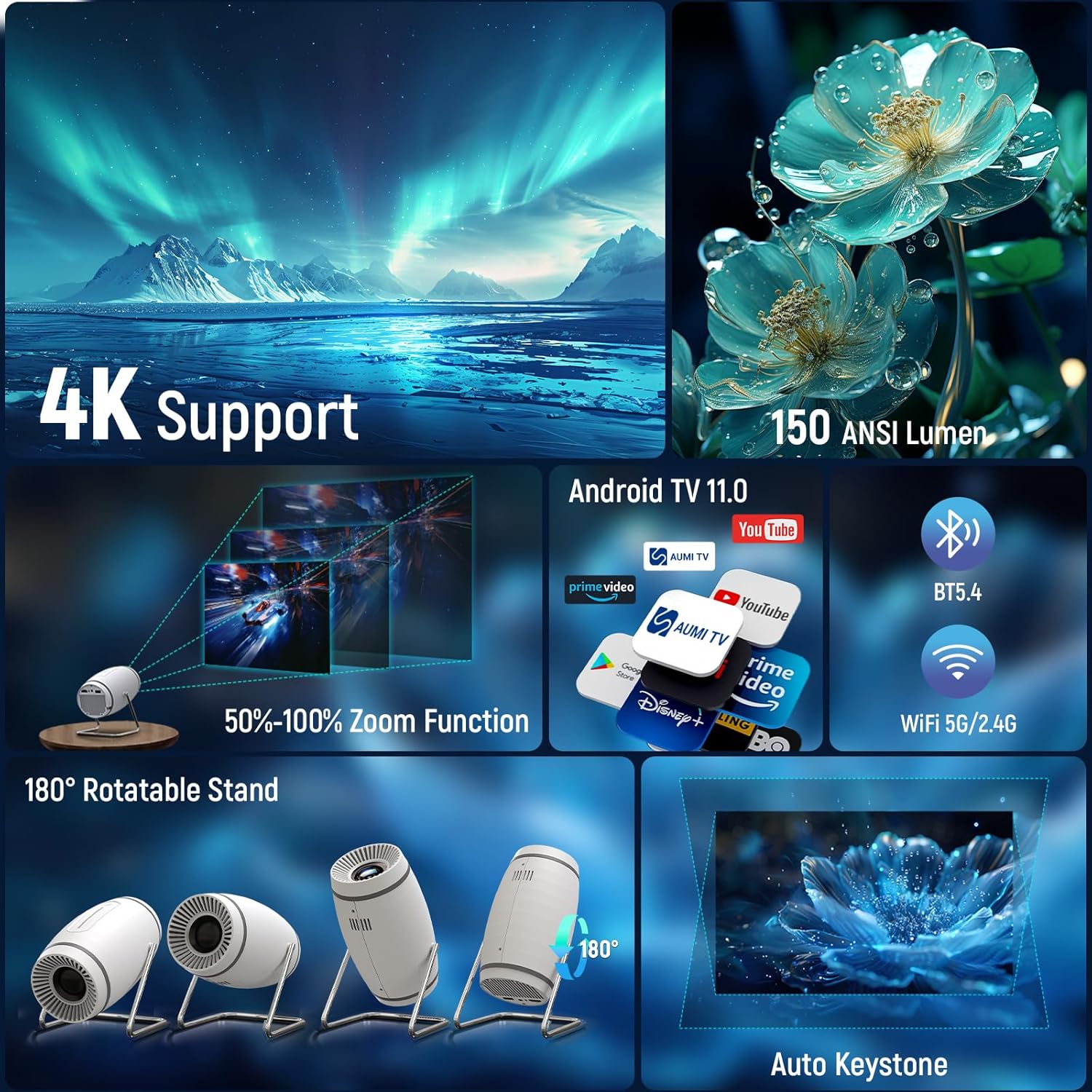 Thumbnail 1 de Mini Projector 4K Portable with WiFi 6 📽