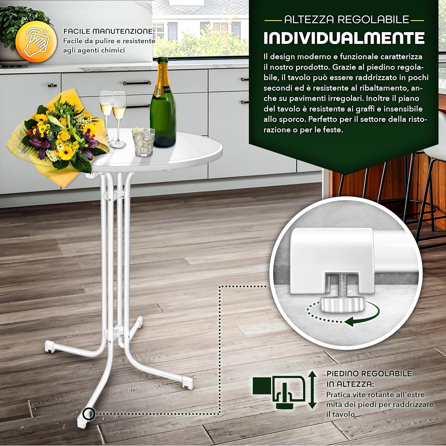 Thumbnail 4 de tillvex Gastro Tavolo pieghevole Ø 80 cm con rivestimento: tavolo bistrot versatile e resistente