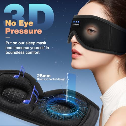 Detalle de LC-dolida Bluetooth Sleep Eye Mask Headphones with 16+ Hour Battery and Total Blackout