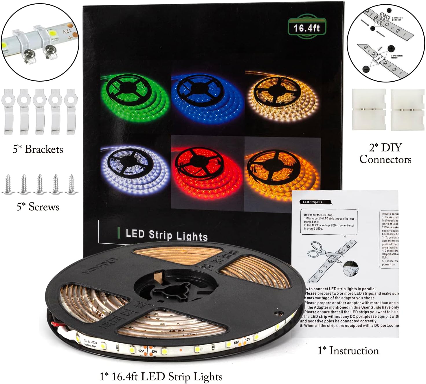 Detalle 2 de Tasodin 5 LED Strip Light, 16.4 ft, 300 Warm White LEDs, IP65