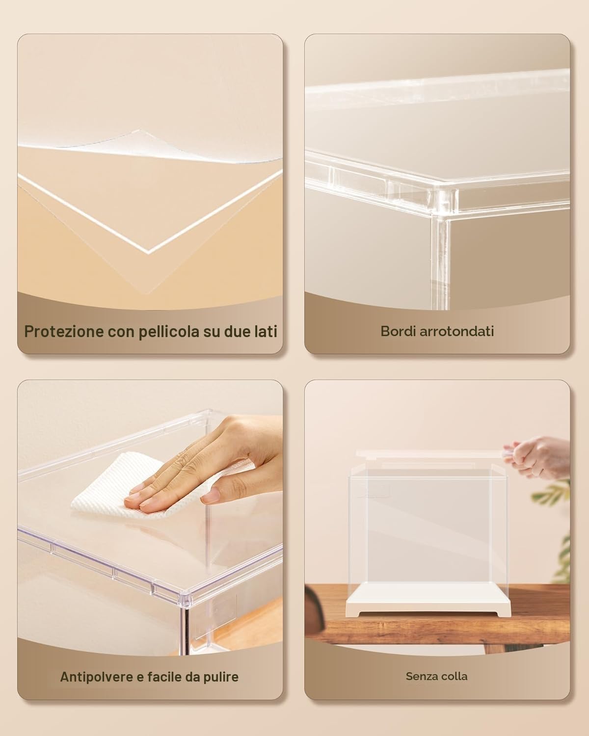 Detalle de ROWOOD Vetrina Display in Acrilico 29x24x24 cm – Vetrina protettiva trasparente per collezioni