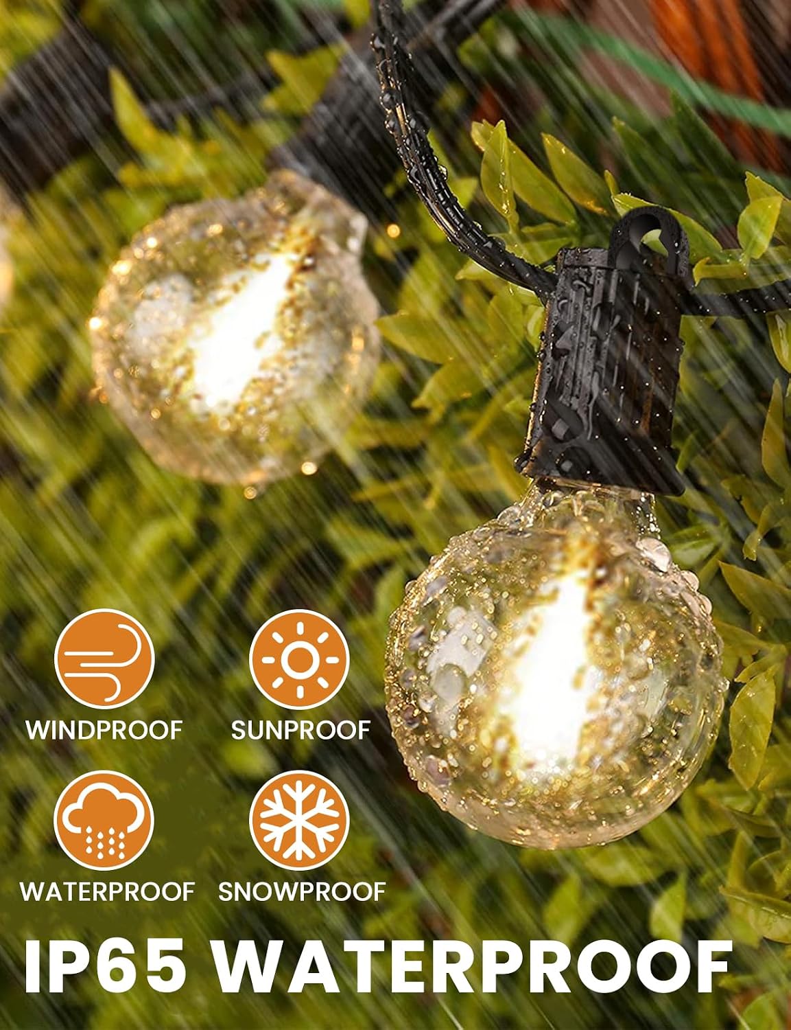 Thumbnail 2 de ZOTOYI Festoon Lights Outdoor 60M mains string lights (IP65) with 80+4 shatterproof LED bulbs, 2700K