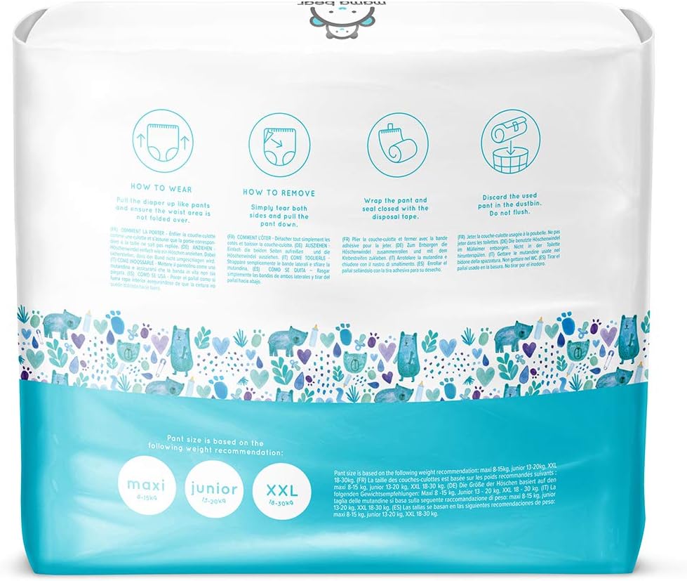 Detalle 2 de Mama Bear Höschenwindeln XXL Größe 6 (18-30 kg) – 72 Stück (2 Packungen mit 36) – extradünn, passgenau und nachhaltig