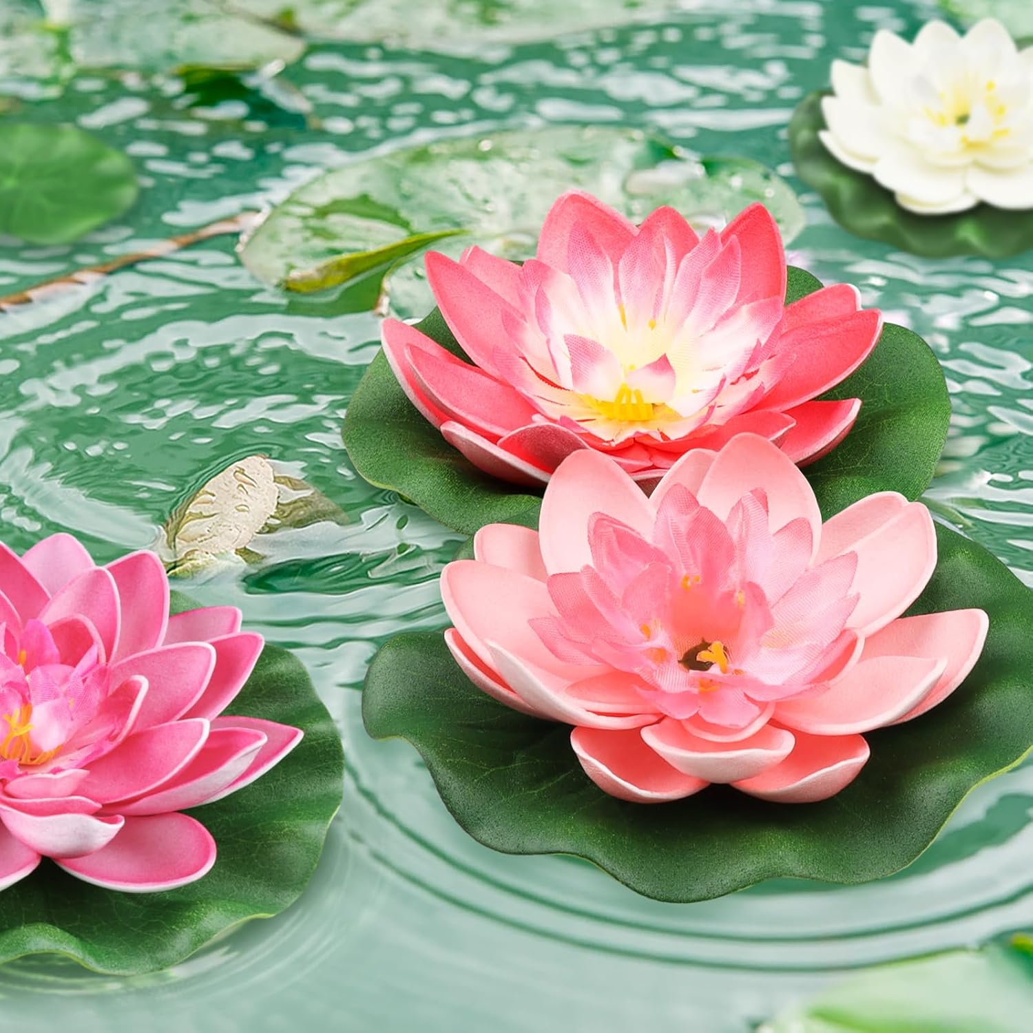 Thumbnail 3 de QUOZUO 1216-QEUQU drijvende kunstmatige lotusbloemen van schuim, set van 10