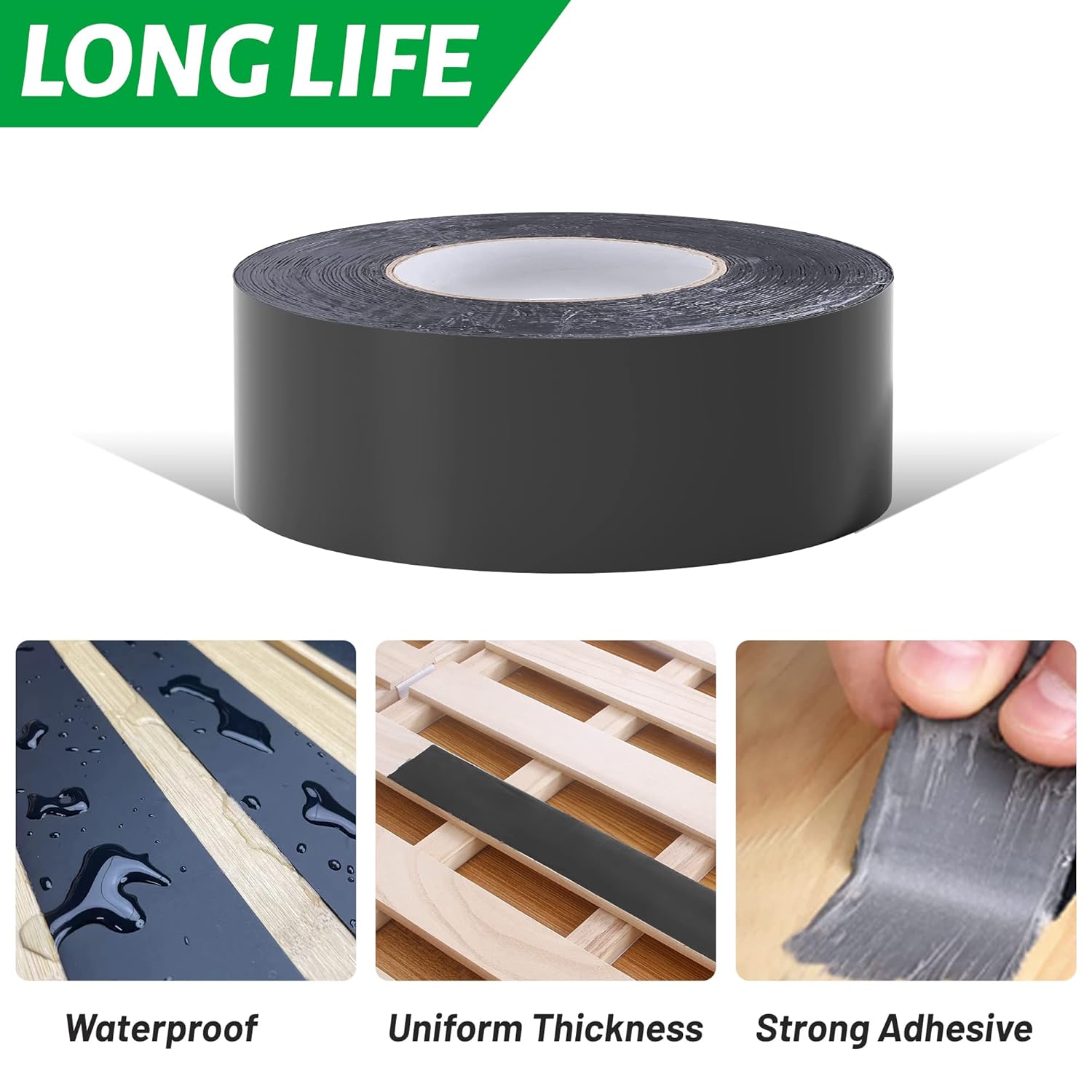 Thumbnail 3 de Felizshop Joist Tape for Decking (2" x 50') Butyl Waterproof Sealant Tape, Self-Adhesive Flashing Tape (8 Rolls) — Black