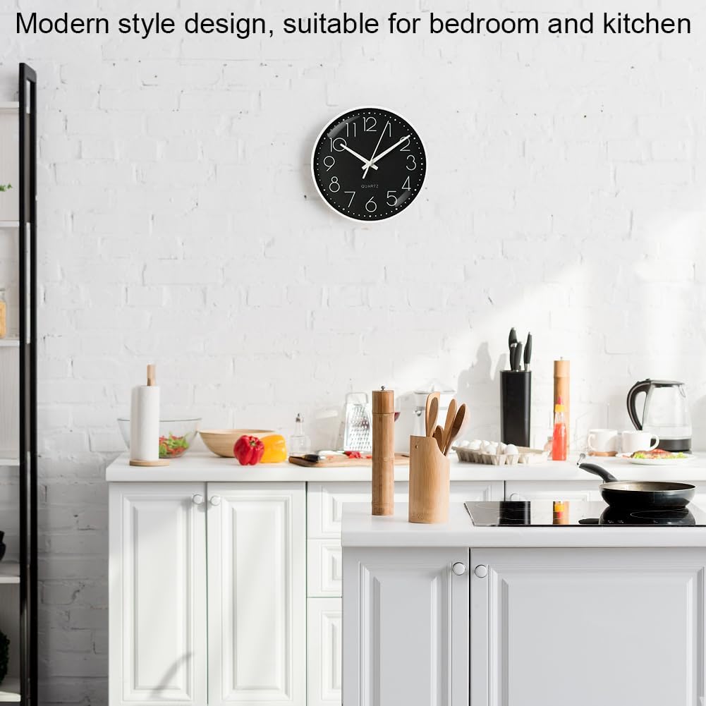 Detalle 2 de Aolso Horloge Murale Design Moderne 20 cm — Silencieuse, Quartz, Noir