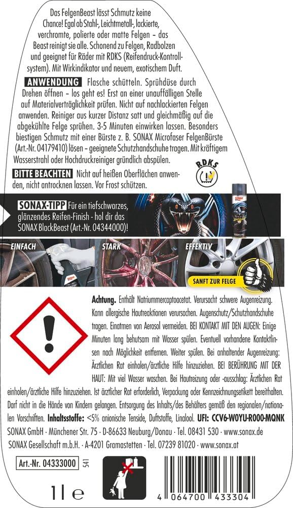 Thumbnail 1 de SONAX FelgenBeast Felgenreiniger 1 L 🧽