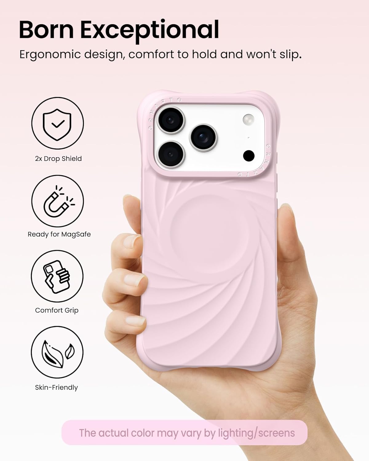 Thumbnail 4 de ORNARTO Vortuxe iPhone 17 Pro Max Case 6.9" (Rose Quartz) — 2X MIL-STD Protection with MagSafe