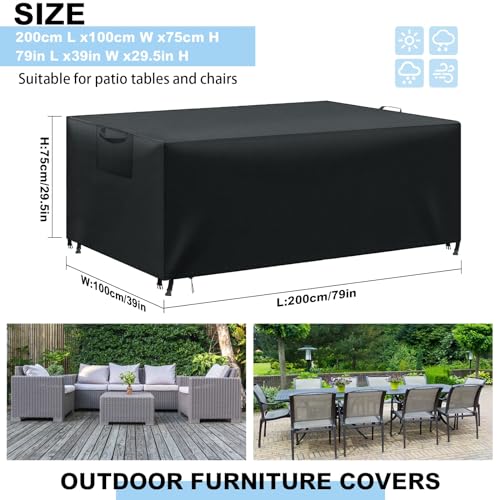 Thumbnail 1 de WUAYAMI Housse Table et Salon de Jardin Extérieur - Protection imperméable 420D Oxford, Noir 200x100x75 cm