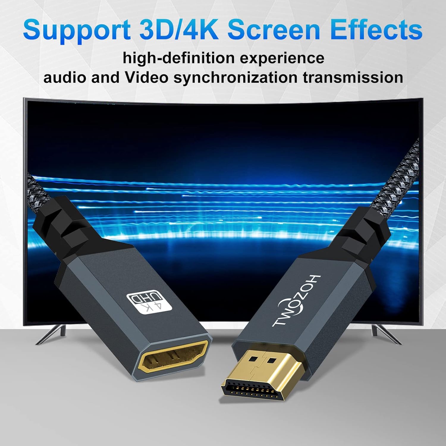 Thumbnail 4 de Twozoh 5FT HDMI Extender (Nylon Braided), Male to Female for 4K@60Hz HDR/3D