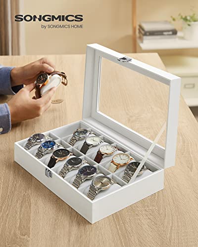 Detalle de SONGMICS Porta Orologi a 12 Posti con Coperchio in Vetro – Eleganza e Organizzazione