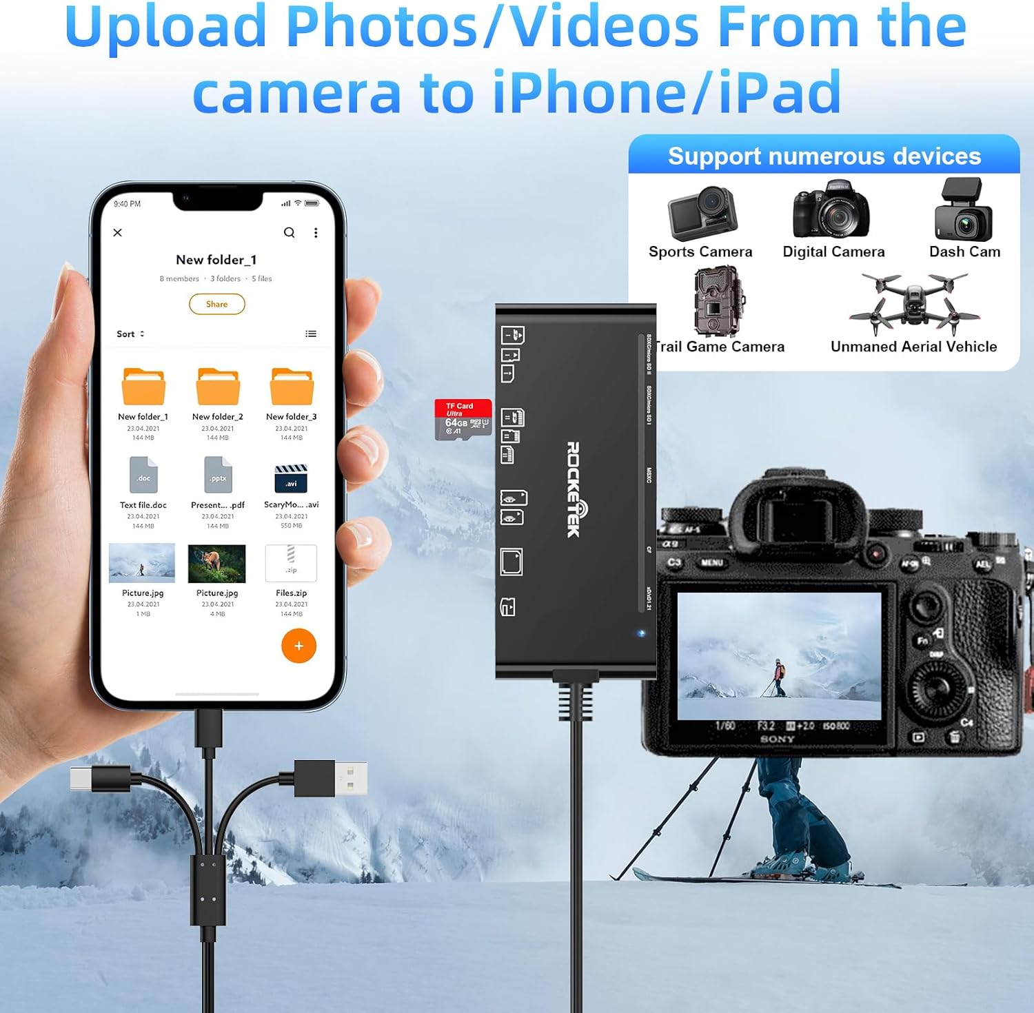 Thumbnail 3 de 7 in 3 USB 3.0 multi card reader adapter