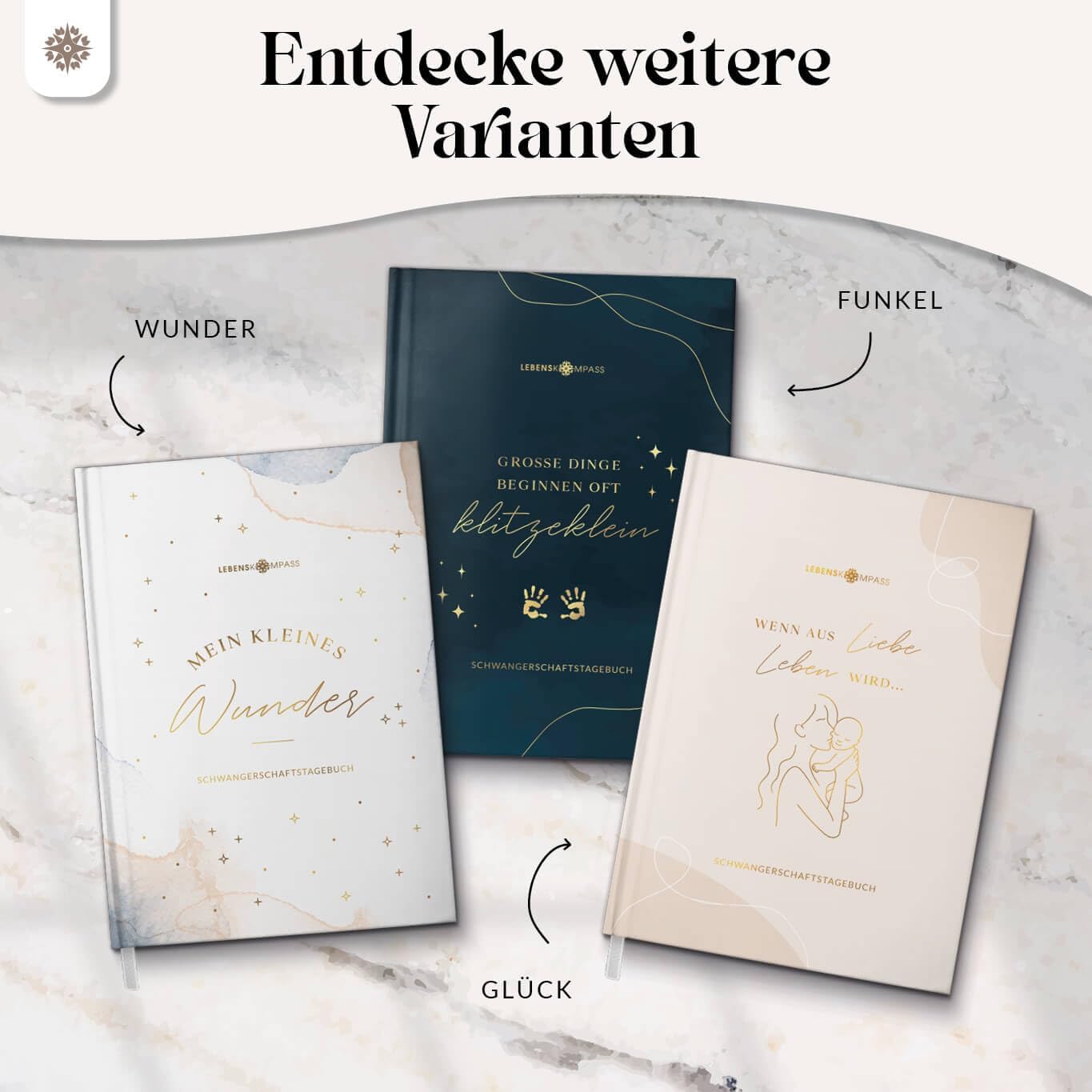 Thumbnail 6 de Lebenskompass® Schwangerschaftstagebuch „FUNKEL“ im A5-Format – Erinnerungen, Reflexion & Achtsamkeit