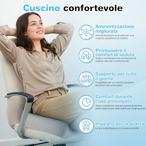Detalle de POOTACK Cuscino Sedia Ufficio: Comfort memory foam e versatilità per ufficio, auto e casa