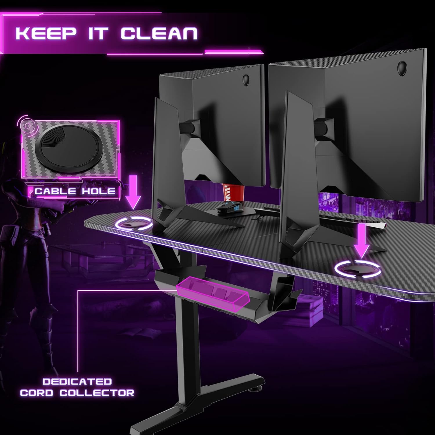 Detalle 2 de Himimi Mesa Gaming 160x75 cm