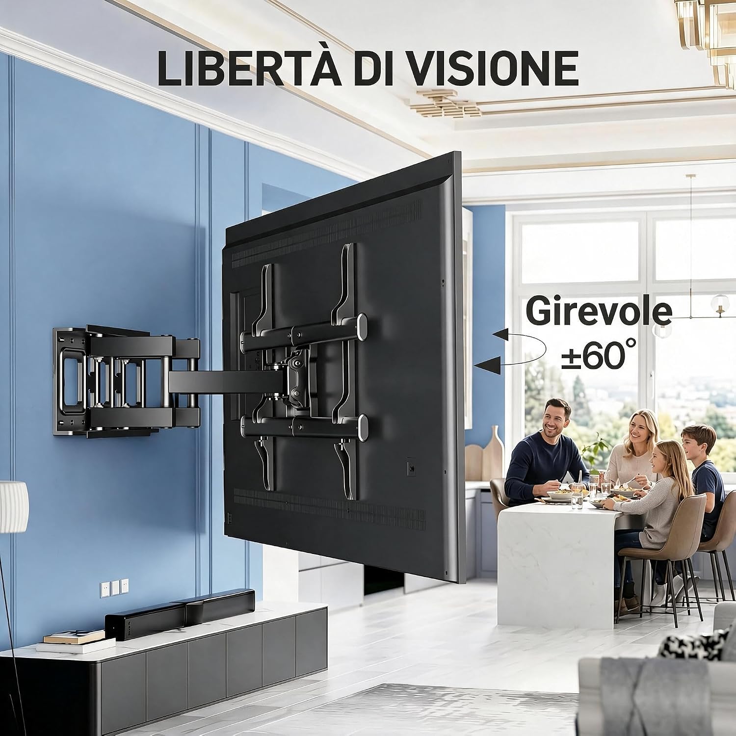 Thumbnail 2 de PERLESMITH PSPILFK1 Supporto TV a parete girevole, inclinabile ed estendibile 37–85 pollici (VESA 200x100–600x400)