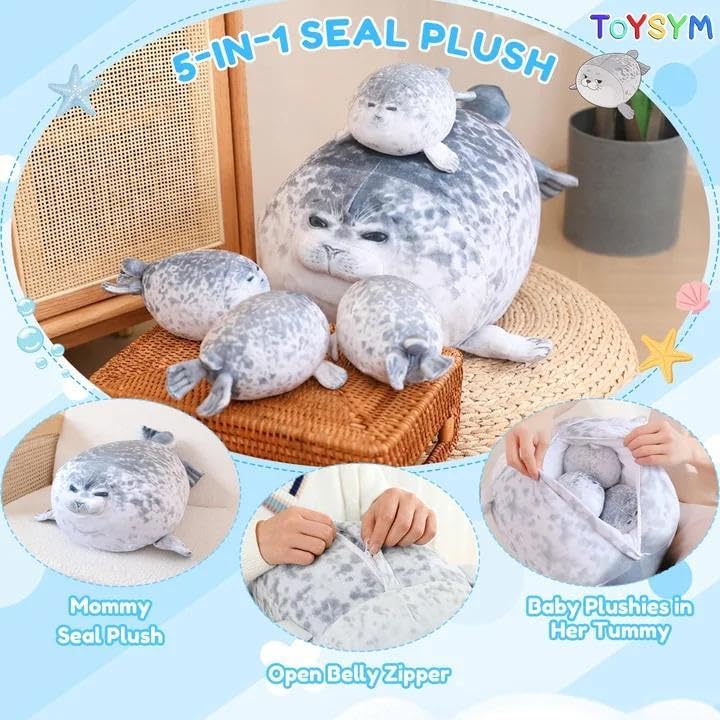 Thumbnail 1 de TOYSYM Chubby Blob Seal Pillow Plush with 4 Removable Baby Seals