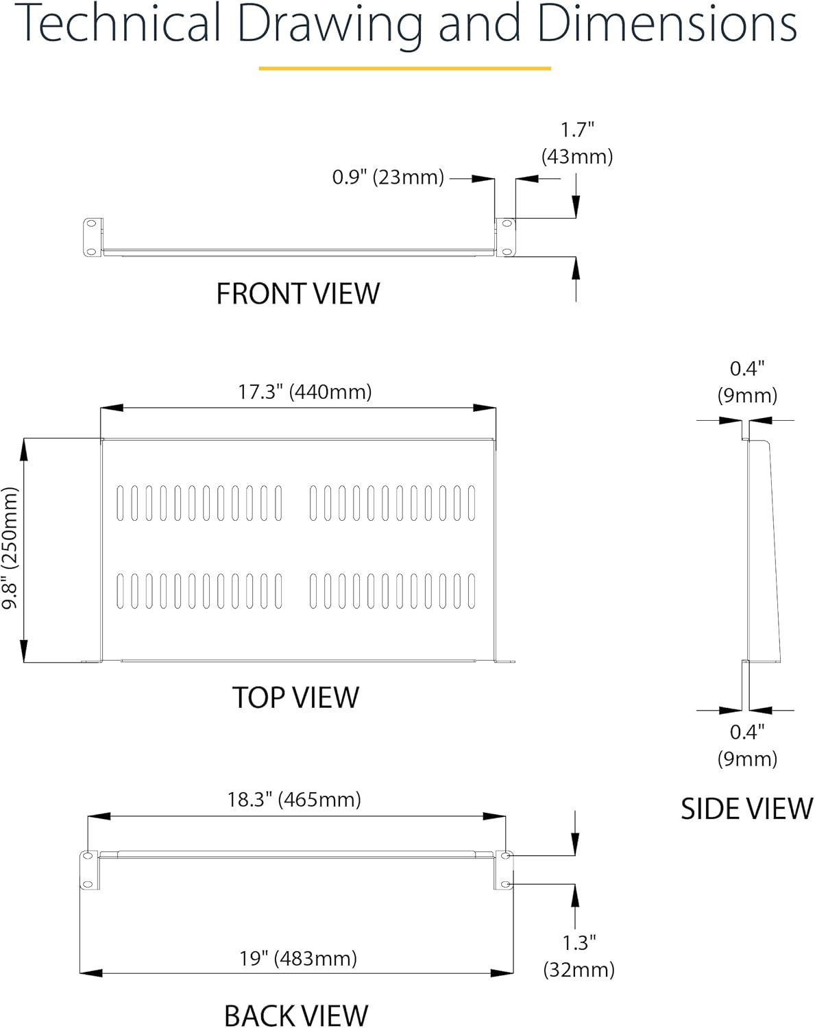 Thumbnail 6 de StarTech.com CABSHELFV1U 1U vented server rack shelf (universal 19in) – heavy-duty cantilever tray