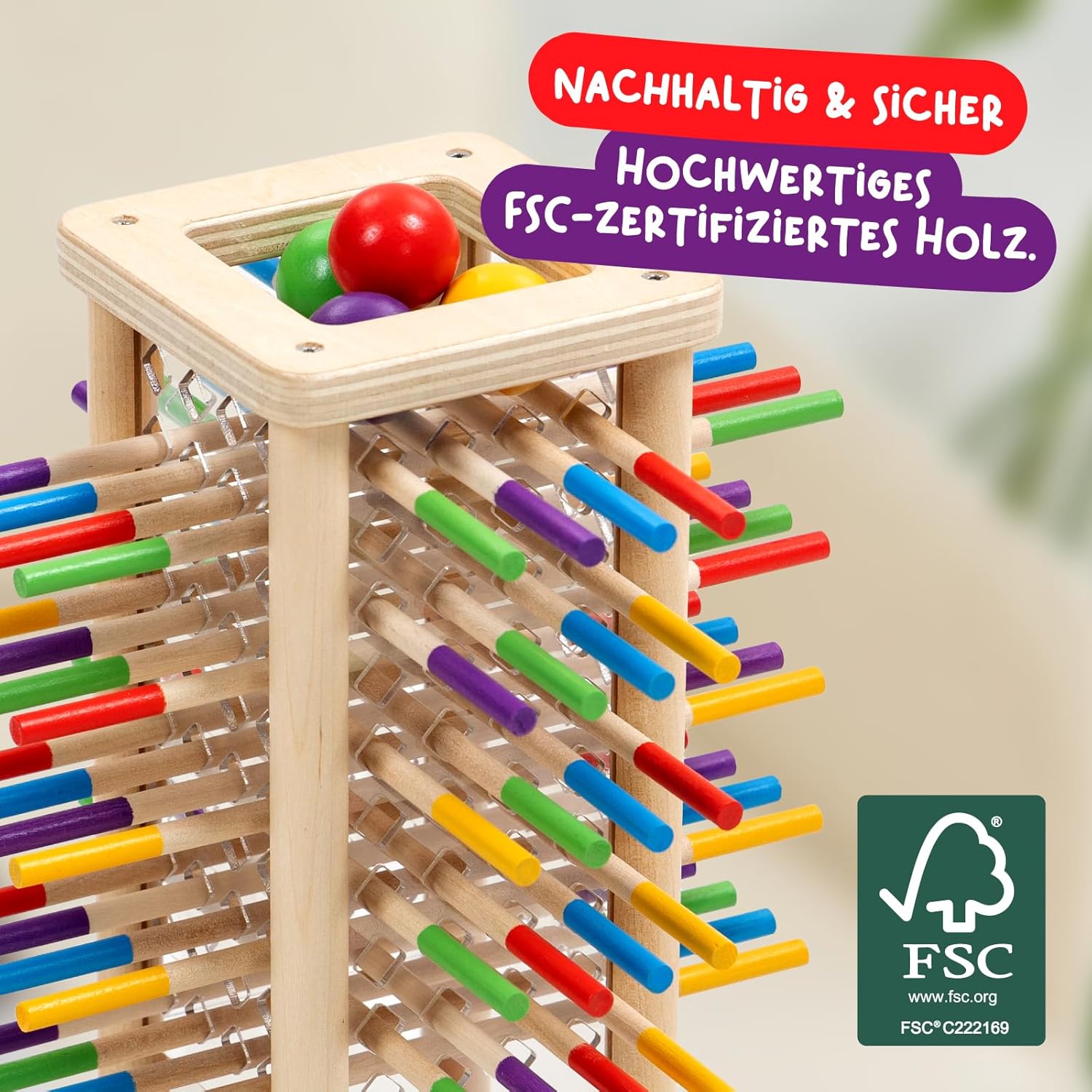 Detalle 2 de BALLFALL Montessori Geschicklichkeitsspiel ab 3 Jahren