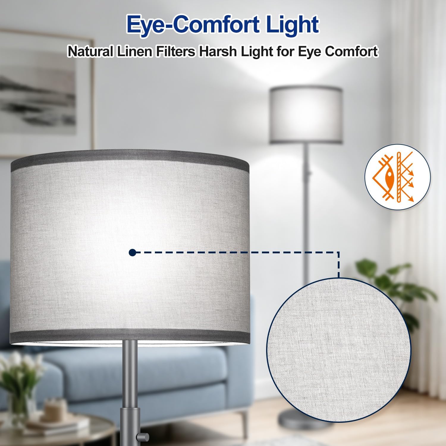 Detalle 2 de Dimmable Floor Lamp with Shade, 1000 Lumens