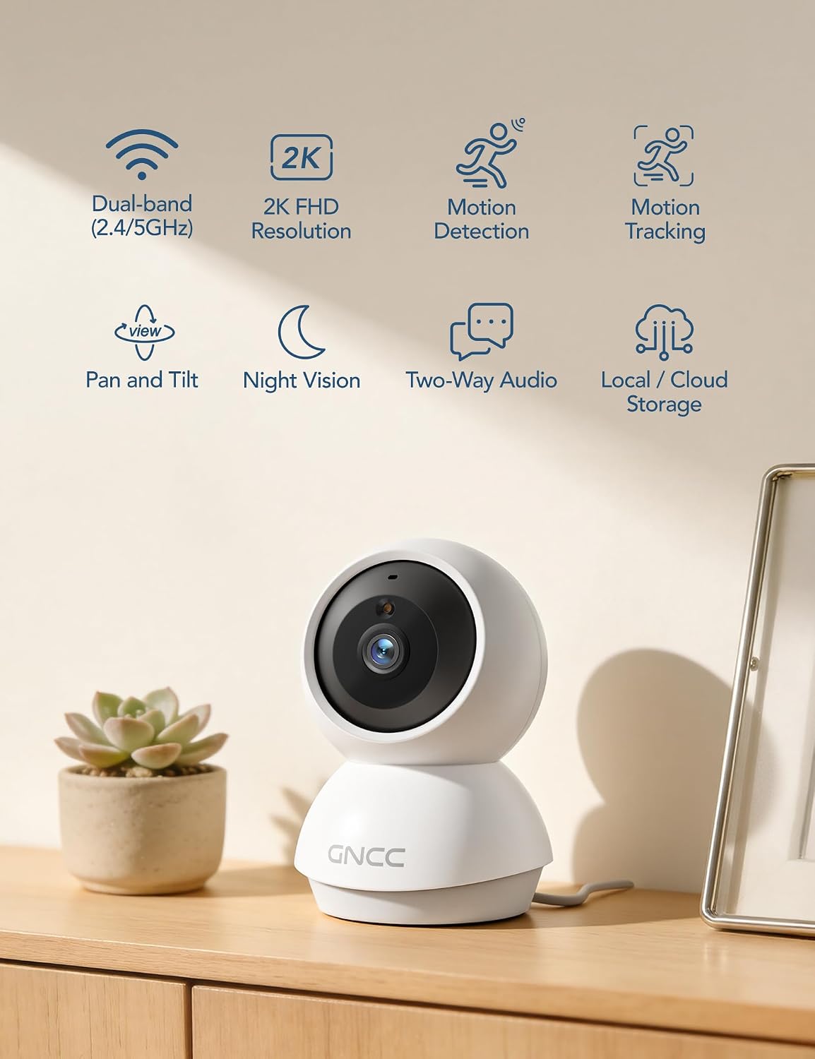 Thumbnail 1 de GNCC GP6 2K Indoor Security Camera, AI Tracking and Night Vision