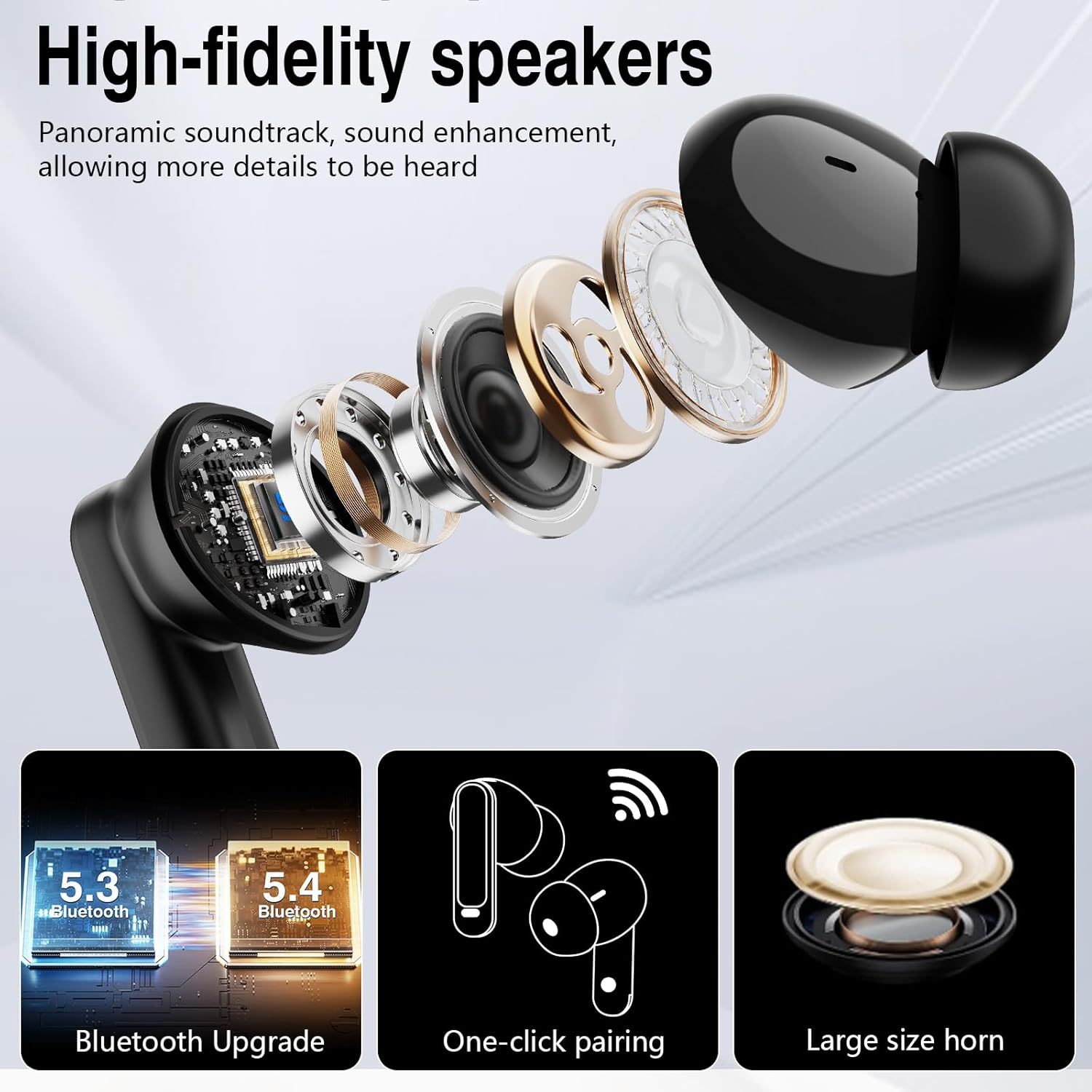 Detalle de 2026 Wireless Earbuds with ANC, Transparency Mode and Touchscreen Charging Case