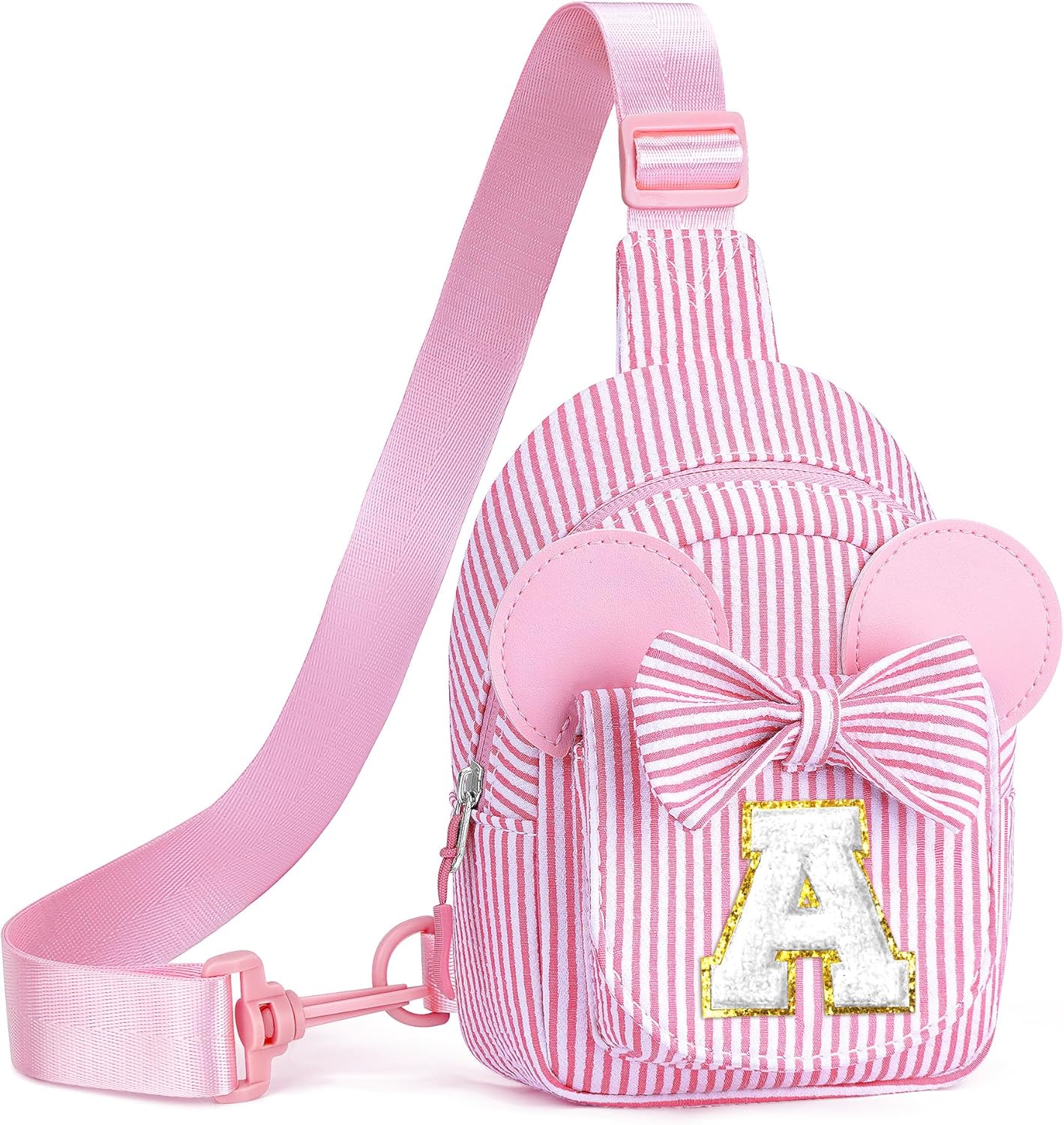 Detalle de QLOVEA Pink Initial Sling Bag 7.9in