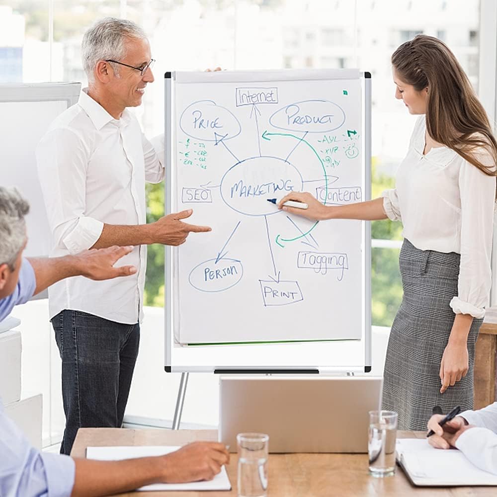 Thumbnail 6 de VIZ-PRO Magnetic Whiteboard Easel, 90 x 60 cm – Portable, Height-Adjustable Dry Erase Board